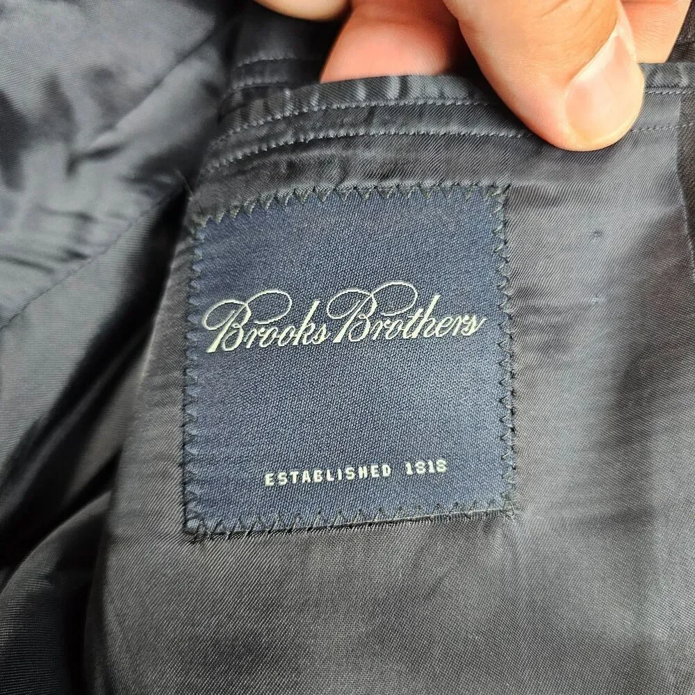Brooks Brothers Blazer Sport Mens 41R Black Super 110s Wool 2 Button Coat